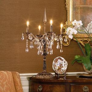 TOCHIC 4-Light Crystal Table Lamp Traditional Desk Lamp, Luxury Crystal Candle Lighting Fixture Bedside Lamps for Night Stands, Vintage Nightstand Lamp for Bedroom, Living Room, Home Office, Corridor