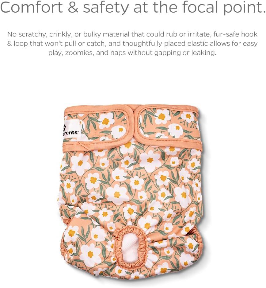 Pet Parents® Washable Dog Diapers (2pack) + Extendrs® of Durable Doggie Diapers, Premium Dog Diapers Female (X-Small, Daisy)