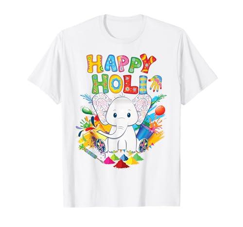 Kids Happy Holi Festival India Color Elephant Hindu Toddler T-Shirt 2T