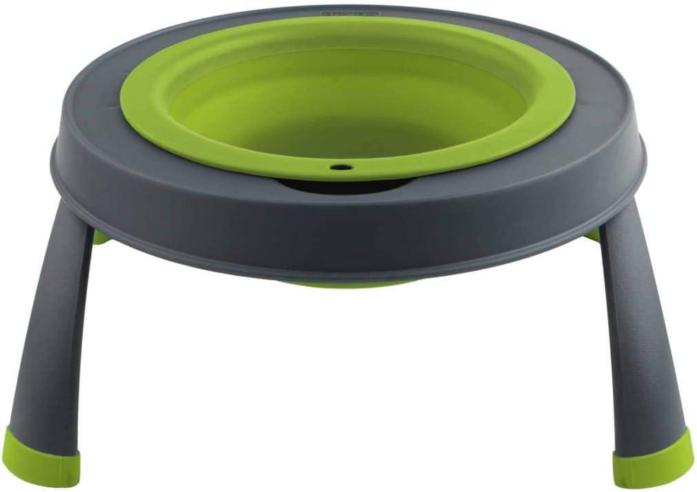 Dexas Popware for Pets Single Elevated Pet Feeder, Large, Gray/Green