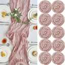 IVAPUPU 10 Pcs Cheesecloth Table Runner - 10ft Dusty Pink Easter Spring Boho Gauze Cheese Cloth Table Runners for Baby Shower Decoration Wedding Party Summer Garden Farmhouse