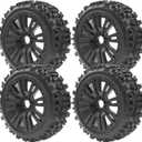 Vgoohobby 1/8 RC Buggy Tires 17mm Hex Wheels Rims & Rubber Tires Compatible with Arrma Typhon 6S 3S Talion 6S Team Losi HPI 1/8 RC Car 4PCS