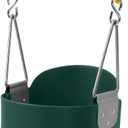 High Back Full Bucket Toddler Swing Seat with Yellow Coated Chains Fully Assembled Baby Swing Set Accessories (Green)