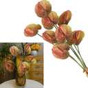 10pcs Artificial Anthurium,28 Inch Faux Tropical Plants Tailflowers,Realistic Flamingo Flower for Home Decor Centerpiece Wedding Bouquet Bonsai,Autumn Color