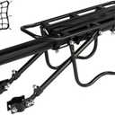 Dirza Rear Bike Rack Bicycle Cargo Rack Quick Release Adjustable Alloy Bicycle Carrier 115 lbs Capacity Easy to Install Black