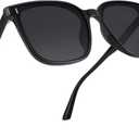 FEISEDY Women Oversized Vintage Polarized Sunglasses Square Cute Trendy Classic Simple Men B2758 (001 Black Frame & Grey Lens)