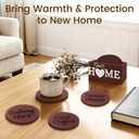 Housewarming Gifts for New Home: Farmhouse Wood Coaster Set for Coffee Table Decor - First Coffee/New Beginning/Forever Home/Grow Here/Breathe Here/Belong Here (Brown)