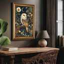 Vintage Gold Framed Owl Wall Art Dark Academia Canvas Art Prints, 16x24in Gold Framed