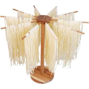 Pasta Drying Rack, Large Acacia Wood Pasta Rack Collapsible for Fresh Pasta Noodle Spaghetti Dryer Hanger Stand With Transfer Wand 10 Bars.