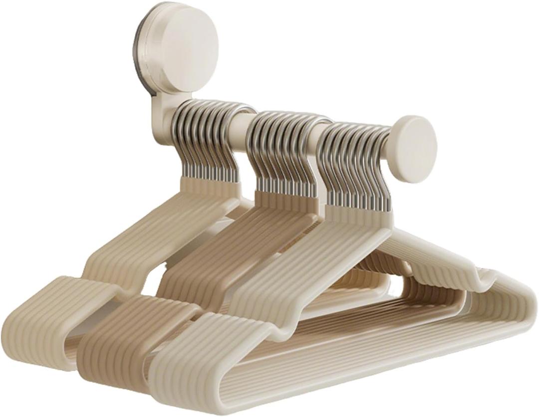 Hanger Organizer, Hanger Stacker for Laundry Room Organization, Extendable Clothes Hangers Storage Suction Cup Removable and No Drilling, for Washing Machine (White)