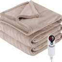 Electric Heated Blanket Twin Size 62"x84", Fast Heating Throw, Soft Plush Microplush for Bed & Couch, 1-10 Hours Auto Off & 6 Heating Levels, Machine Washable, Gifts for Grandma & Family-Camel