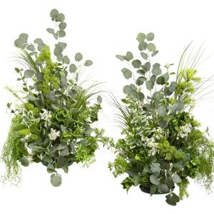 Ling's moment Free Standing Artificial Flowers Arrangements 2pcs Wedding Aisle Runner Chair Decorations Arch Altar Stage for Ceremony Reception Rose Home, Grn-White & Sage, 41" Tall x 22" Cross