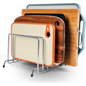 6 Slot Stainless Steel Heavy Duty Cutting Board Organizer, Cutting Board Storage Rack Cutting Board Holder Baking Cookie Pan Sheets Cooling, Kitchen Organizers And Storage,Cabinet Countertop Organizer
