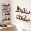 Fixwal Floating Shelves, Width 4.7in Rustic Wood Wall Shelves Set of 2, Wall Storage Shelves for Bedroom, Living Room, Kitchen, Bathroom, Office and Plants (Dark Carbonized Black)