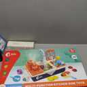 CUTE STONE Pretend Play Kitchen Sink Toys with Play Cooking Stove, Pot and Pan with Spray Realistic Light and Sound, Dish Rack & Play Cutting Food, Utensils Tableware Accessories for Kids Toddlers