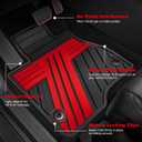 Multi-Color Floor Mats for Toyota Tundra 2022-2026 CrewMax, Racing Red | Fits Tundra CrewMax Cab 2022-2026, 1st & 2nd Row, All Weather Anti-Slip Waterproof Floor Liners, Full Coverage Protection
