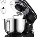 VEVOR Stand Mixer, 6 QT Dough Mixer, 660W 6 + P Speeds Tilt-head Food Mixer with Stainless Steel Bowl, Dough Hook, Wire Whip, Flat Beater, Scraper,Household Stand Mixer for Baking & Mixing, Black