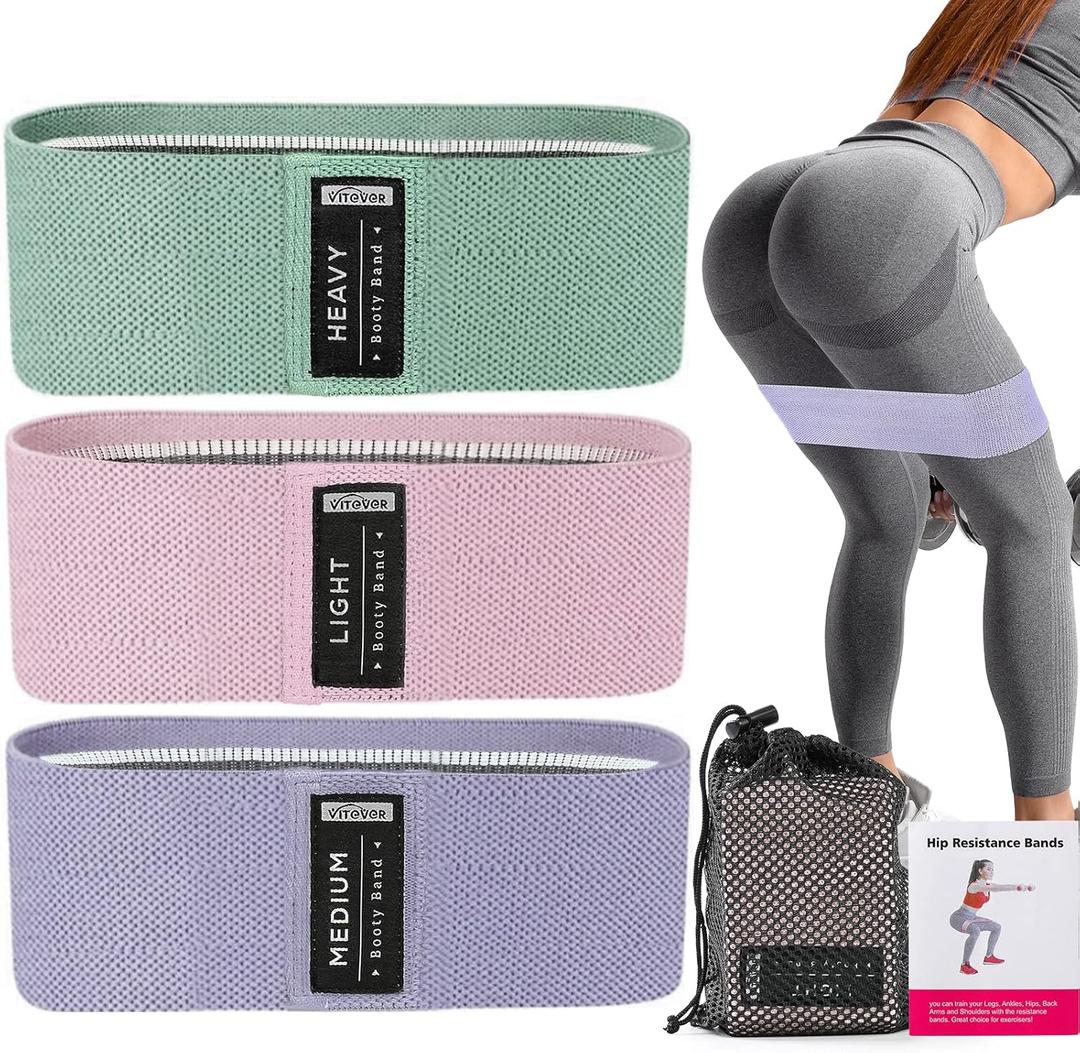 Booty Bands Set, Resistance Bands for Working Out, Exercise Bands for Women and Men Legs and Butt, Stretch Bands for Pilates, Yoga Starter Set (Light)