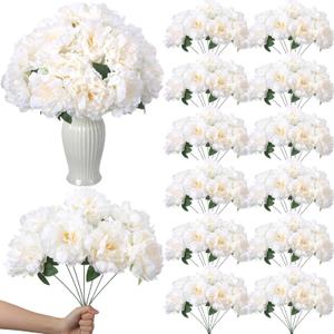 Suncalla 12 Bundles Apricot Peony Artificial Flowers Bulk 7-Head Faux Silk Peonies with Stems for Vase Fillers Look Real Fake Peonies Branch for DIY Bouquet Centerpieces Wedding Arrangements Decor