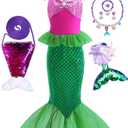 Princess Little Mermaid Costume Ariel Dress for Girls Birthday Party Halloween Cosplay Costumes (4-5 Years, K90)