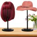 Wig Stand 1PC Adjustable Height Wig Stand Holder Portable Non-Slip Wig Head Holders Sturdy Plastic Wig Head Stand for Multiple Wigs and Hats Styling Drying Display (Black)