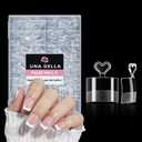 UNA GELLA Short Square Gel Nail Tips Half Cover 504PCS Pre-buff Acrylic Nail Tips Square Clear False Fake Nails No C Curve DIY French Style Nail Extentions Art Salon 12 Sizes