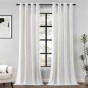 Ivory Velvet Curtains 84 inches Long Grommet Soft Velvet Curtains for Bedroom Cream Light Blocking Thermal Insulation Drapes Set of 2 Panels 52x 84