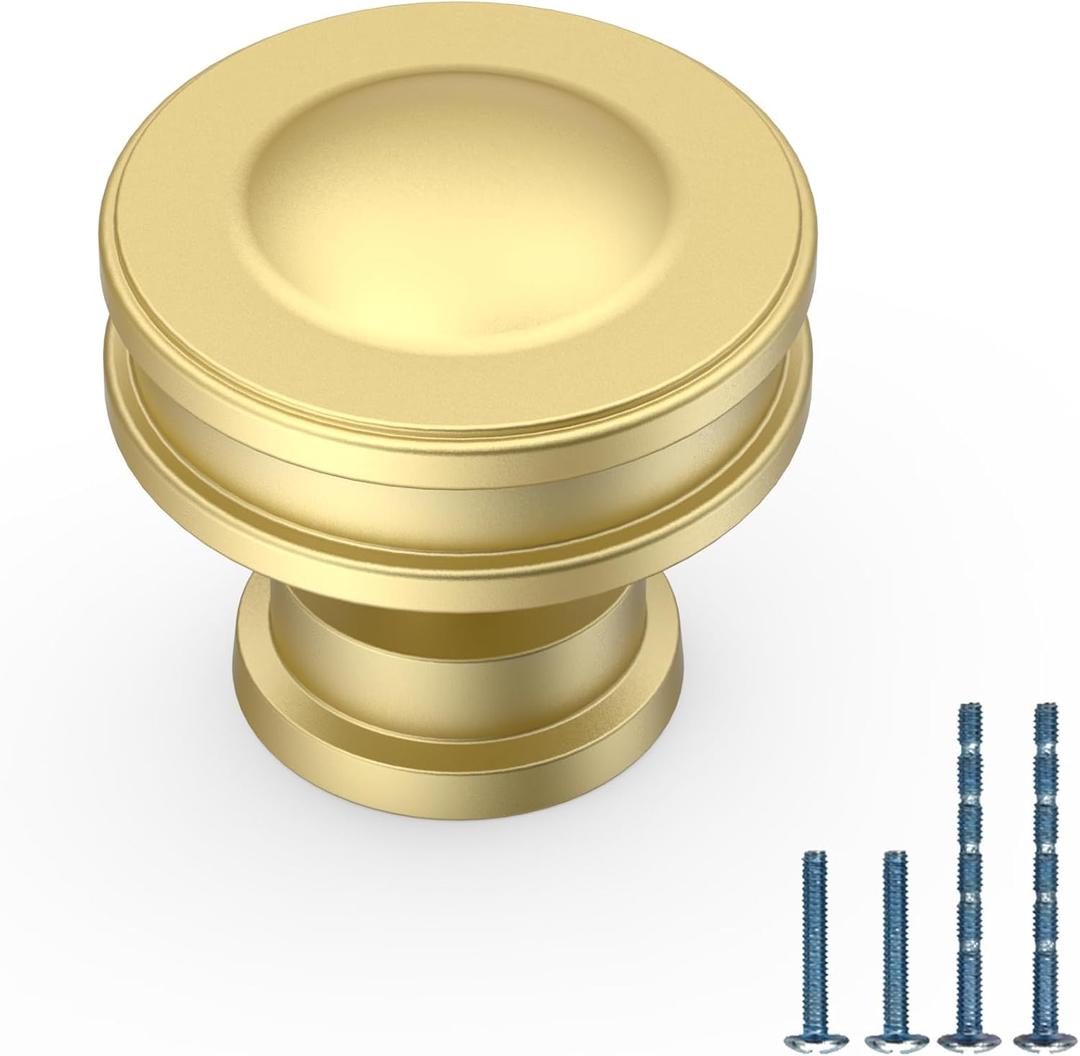 10 Pack Brushed Gold Kitchen Cabinet Knobs Round Dresser Knobs Cabinet Hardware Knobs for Drawers