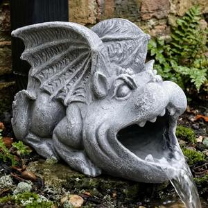 Elenon Gargoyle Decorative Gutter Downspout Extension Statue, Gutter Guardian Rain Downspout Extender, Garden Splash Block Outdoor Sculpture for 3" 4" Down Spouts Decor