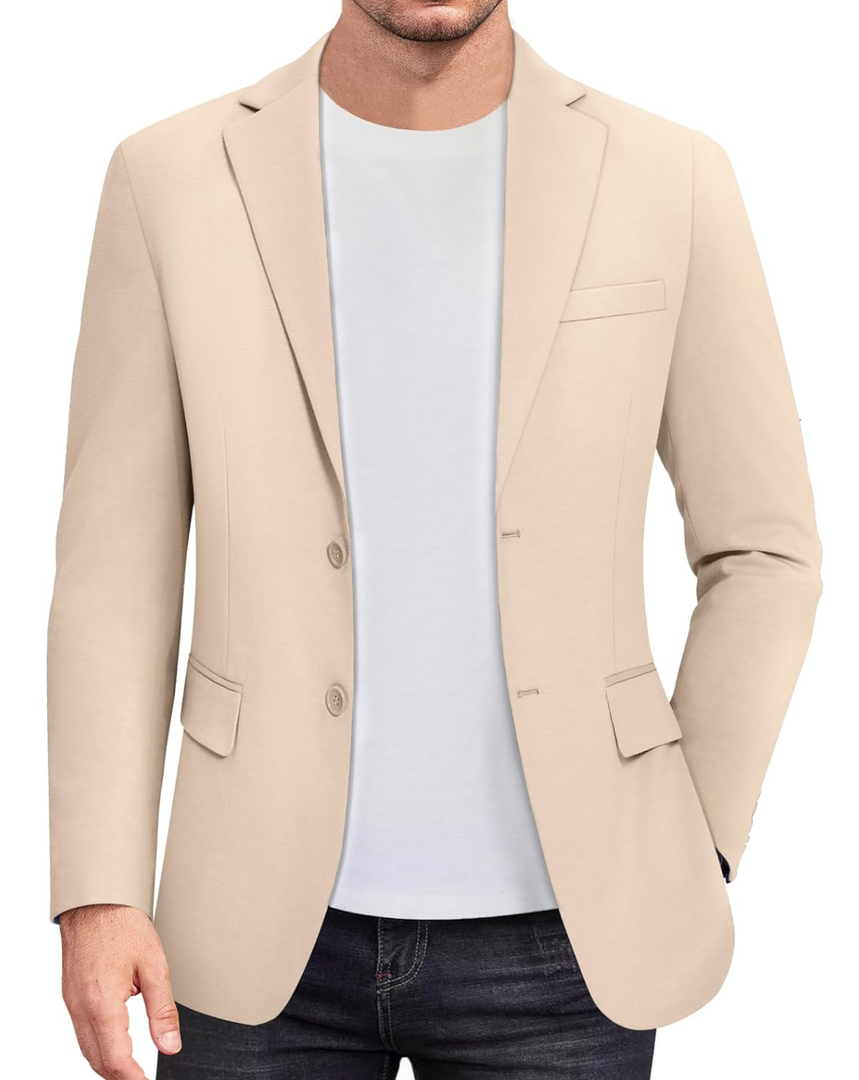 COOFANDY Men's Casual Knit Blazer Stretch Slim Fit Sport Coat Two Button Lightweight Suit Jackets, XL