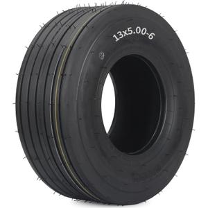 GICOOL 13x5.00-6 Tubeless Lawn Mower Tire, Riding Lawnmower Straight Rib Tread, 4 Ply