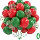 61pcs Red and Green Balloons, 12inch Green and Red Latex Confetti Balloons for Christmas Birthday Party Decorations