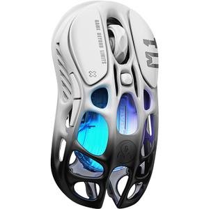 GravaStar Mercury M1 Pro Wireless Gaming Mouse, Lightweight Magnesium Alloy, 26,000 DPI, PAW3395DM Sensor, 5 Programmable Buttons, Support Wired/2.4GHz/BT, Up to 200 Hours Battery Life-Gradient Black