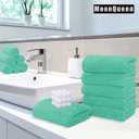 MOONQUEEN 6 Pack Premium Hand Towels - Quick Drying - Microfiber Coral Velvet Highly Absorbent Towels - Multipurpose Use as Hotel, Bathroom, Shower, Spa, Hand Towel 16 x 28 inches (Aqua Green)