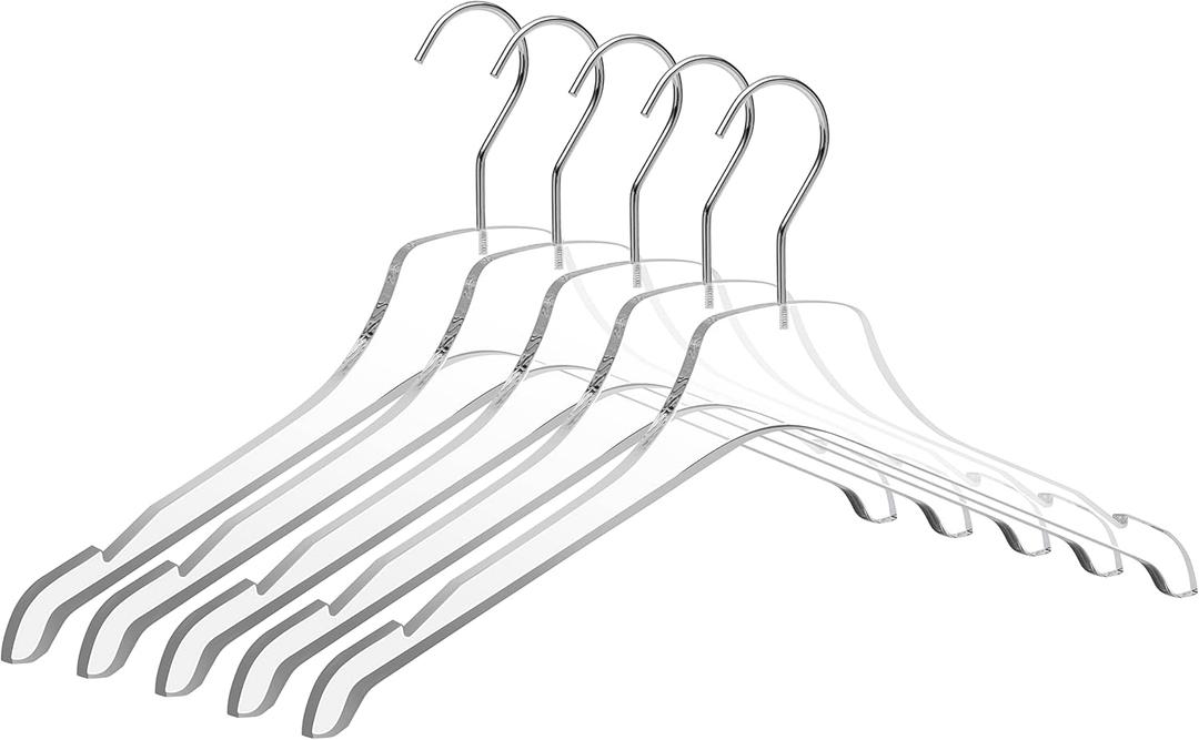 Quality Acrylic Clear Hangers, Made of Clear Acrylic for a Luxurious Look and Feel with Swivel Hook (Clear - Shirt, 5)