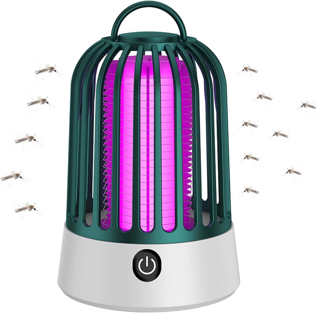 Bug Zapper, Outdoor Indoor Electric Mosquito Zapper, Portable Rechargeable Bug Zapper, Fly Trap, Waterproof Insect Killer, Electric Fly Zapper for Home, Patio, Camping (Green)