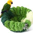 Bird Nest for Cage,Plush Hanging Bird Bed for Parakeet,Breeding Bird House for Conure,Budgie,Cockatiel,Lovebird,Canary,Finch,Hamster,Small Pets,Warm Nest (Green, S)