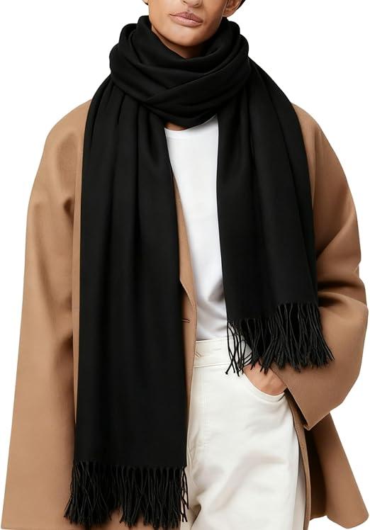 Large Fashion Scarf Wraps for Women Ladies Soft Warm Winter Solid Shawl Scarves Plus Spring Wraps Scarf 30x75in Black
