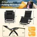 Slendor Oversized Zero Gravity Chairs XXL, 33In Padded Zero Gravity Lounge Chair, Lawn Recliner, Folding Patio Reclining Chair w/Aluminum Alloy Lock, Headrest, Cup Holder, Support 500lbs, Black