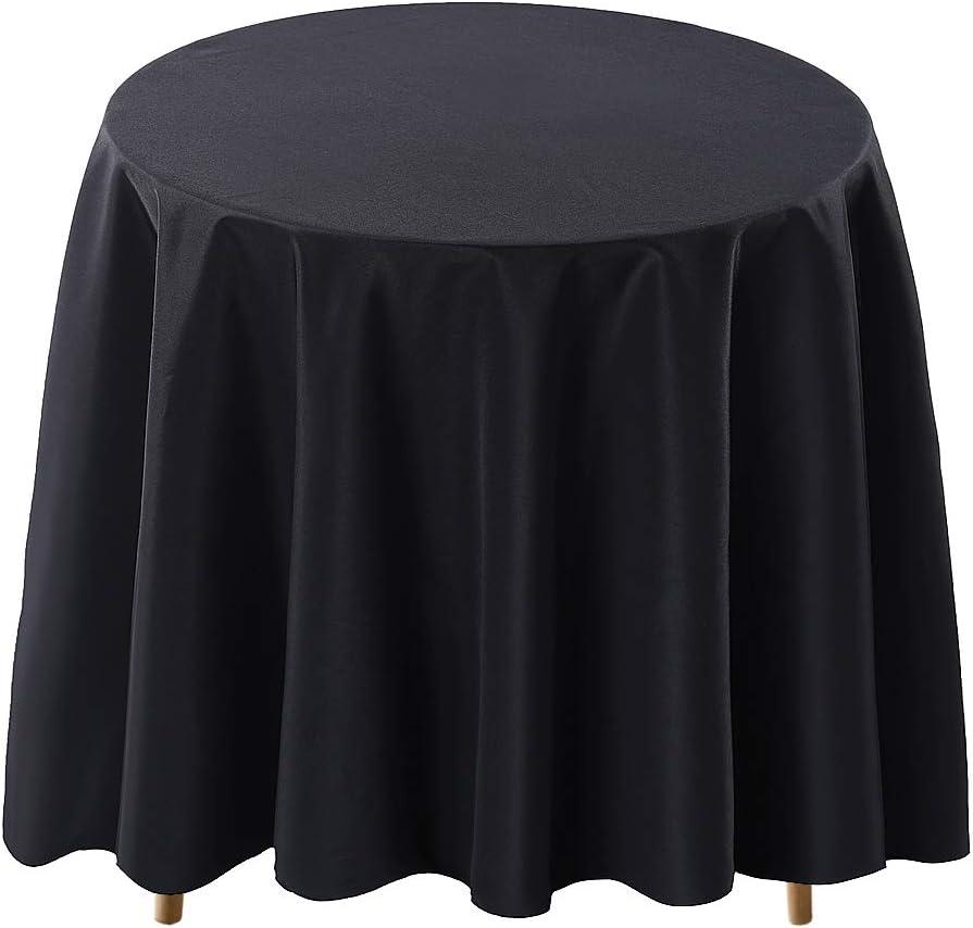 Surmente Black Tablecloth for Round Tables, 120-inch Round Table Cloths for Weddings, Banquets, or Restaurants