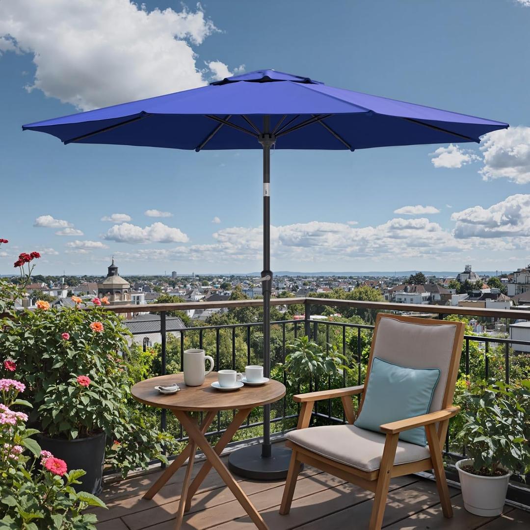 Sannwsg 9 ft Patio Umbrellas, Table Umbrella with Fiberglass Ribs, Outdoor Umbrella with Push Button Tilt/Crank, Market Umbrellas, Porch Umbrela for Backyard, Deck, Garden, Pool