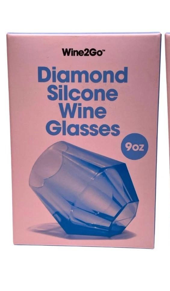 Wine2Go Diamond Silicone Wine Glasses 9oz