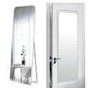 SCWF-GZ 57x20 Door Hanging Full Length Mirror, Floor (Height 5.7ft just Body in 1.3ft) or Wall Mounted Metal Frame Rectangle Dressing Mirrors for Bedroom Bathroom Living Room 57 inch Silver