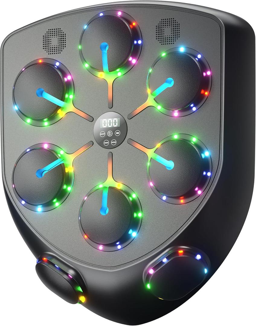 Music Boxing Machine with Seven Color LED Lights & Double Bluetooth Speaker – Interactive Punching Bag for Fitness, Rhythm Training & Stress Relief Home Gym Equipment for Adults