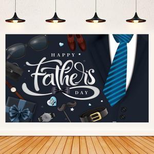 Happy Fathers Day Banner Backdrop, Happy Fathers Day Decorations Backdrop for Party, Father's Day Party Decorations Supplies, Fathers Day Photo Backdrop Portrait Studio Props 72x44 inches-Black