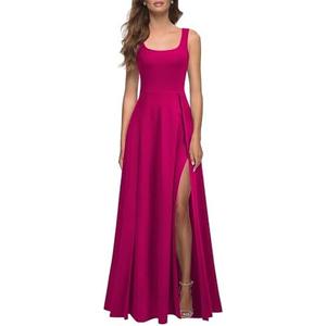 MUSHARE Women's Square Neck Sexy Split Cocktail Party Maxi Long Formal Dress S