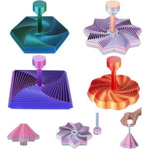 4 Pack Expanding 3D Printed Fidget Toys Hexagon Square Star Flower Sensory Toys with Removable Handle for Adult (Multicolor)