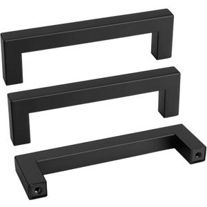 Goldenwarm 10 Pack Black Square Bar Cabinet Pull Drawer Handle Stainless Steel Modern Hardware for Kitchen and Bathroom Cabinets Cupboard,Center to Center 4in(102mm) Cabinet Handles