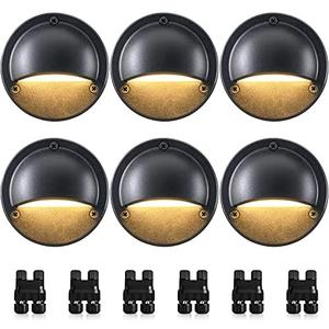 SUNVIE 5W LED Low Voltage Deck Lights, 12-24V Step Lights Outdoor with Fastlock2 Wire Connectors, Low Voltage Landscape Lighting 3000K Warm White Deck Stair Light Waterproof for Fence Post, 6 Pack