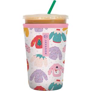 Sok It JavaSok Iced Coffee & Cold Soda Insulated Neoprene Cup Sleeve (Cozy Knits, Medium: 22-28oz)